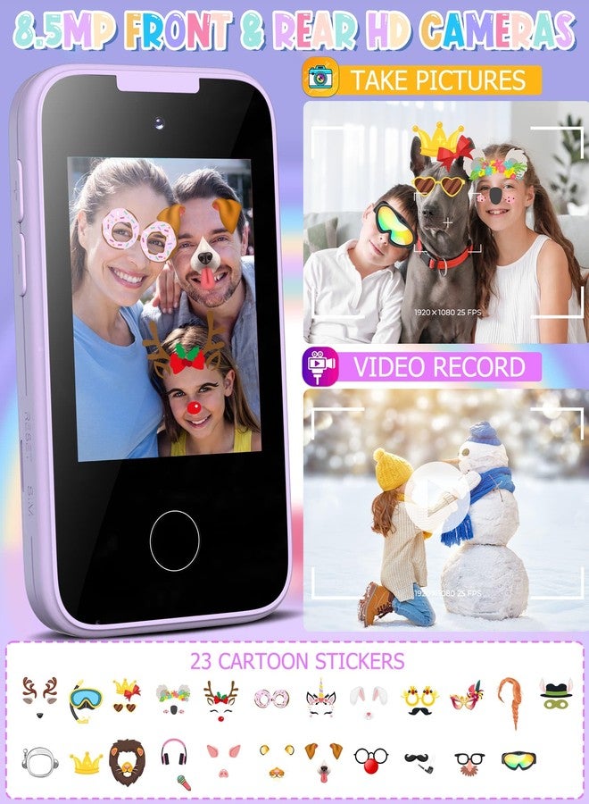 Vimorg Kids Smart Phone Gifts for Girls 6-8 Year Old,Touchscreen Toy Cell Phone with Multi APPs 8G TF Card for Learning Play Christmas Birthday Gifts for Girls Age 3 4 5 6 7 8 9 - Image 3